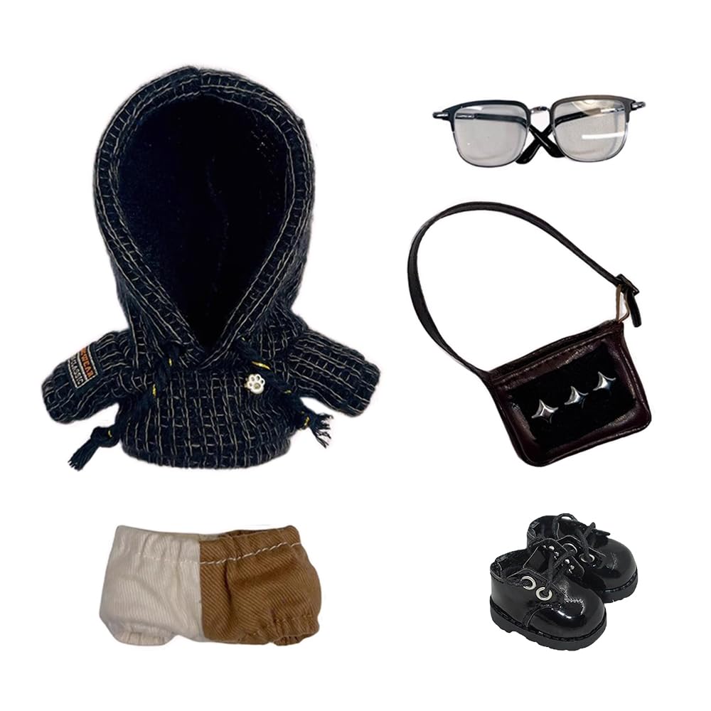 niannyyhouse 20cm Plush Toy Wool Leather Color Block Cotton Doll Clothes 10cm, 15cm, Clothes Hoodie, Pants, Backpack, Glasses, Shoes, Suit,