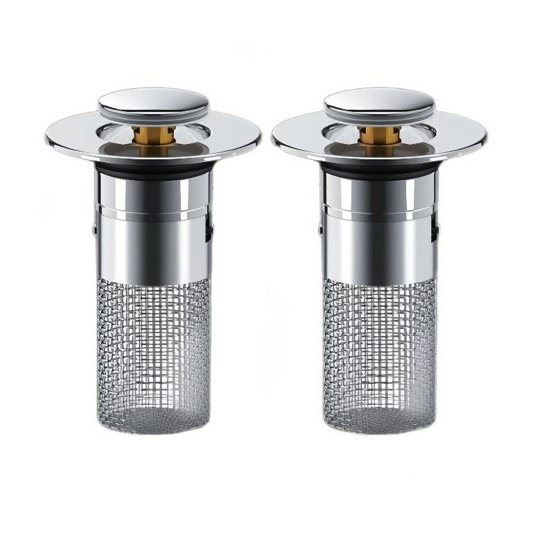 2Pack Universal Bathroom Sink Drain Stoppers Pop-Up Sink Strainer To Prevent Insects And Clogs Pop-Up Filter With Odor Protection Bathroom Accessories