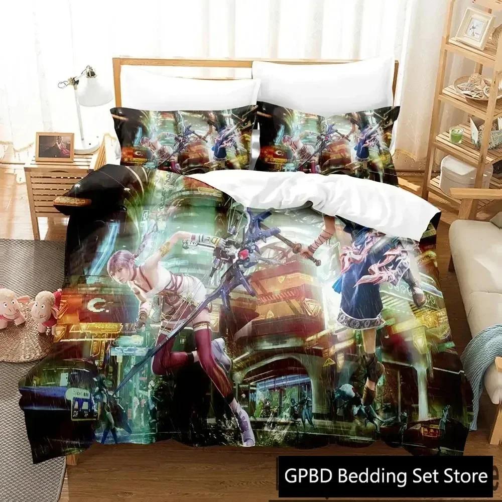 Anime Game Final Fantasy Xiii-2 Bedding Set 3D Printed Suitable For Bedroom Duvet Cover Set With Pillowcases Kids Home Textile