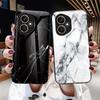 For Honor 400 5G (Global) Case Marble Pattern Tempered Glass+PC+TPU Protective Phone Cover
