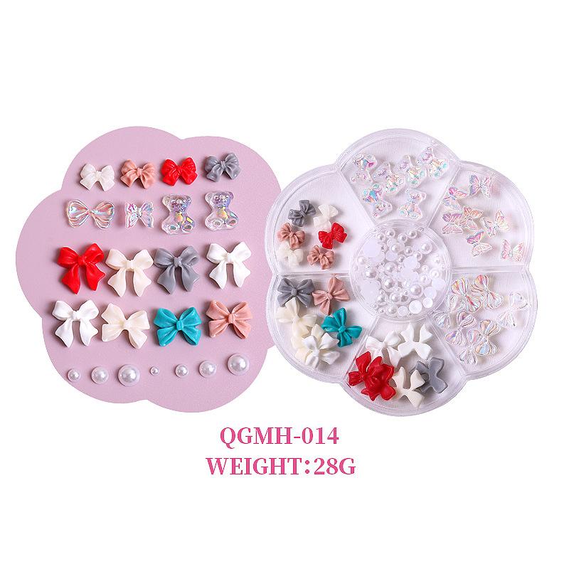 Christmas Velvet Red White Resin Bow New Year'S Nail Art Jewelry Mixed Set Accessories