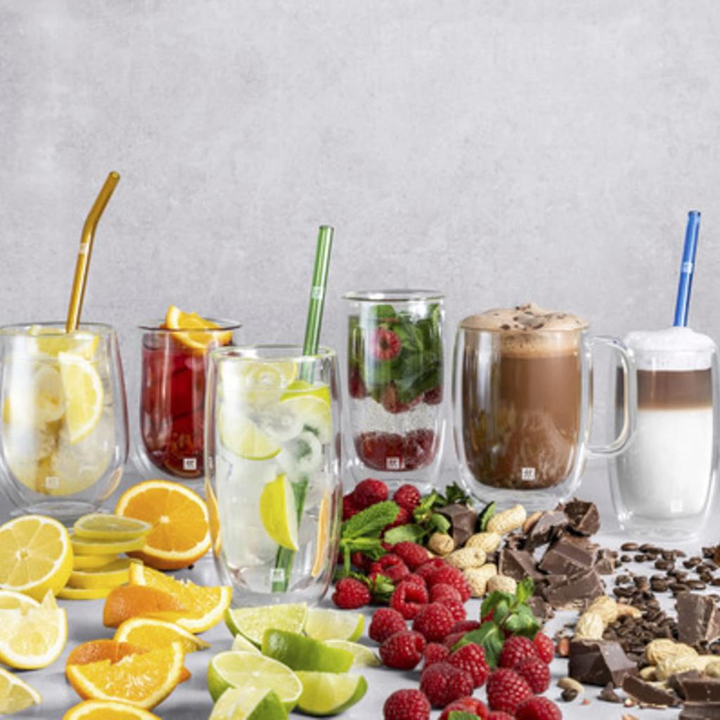 ZWILLING Sorrento Straight Glass Set of Multicolor Straws, 5,