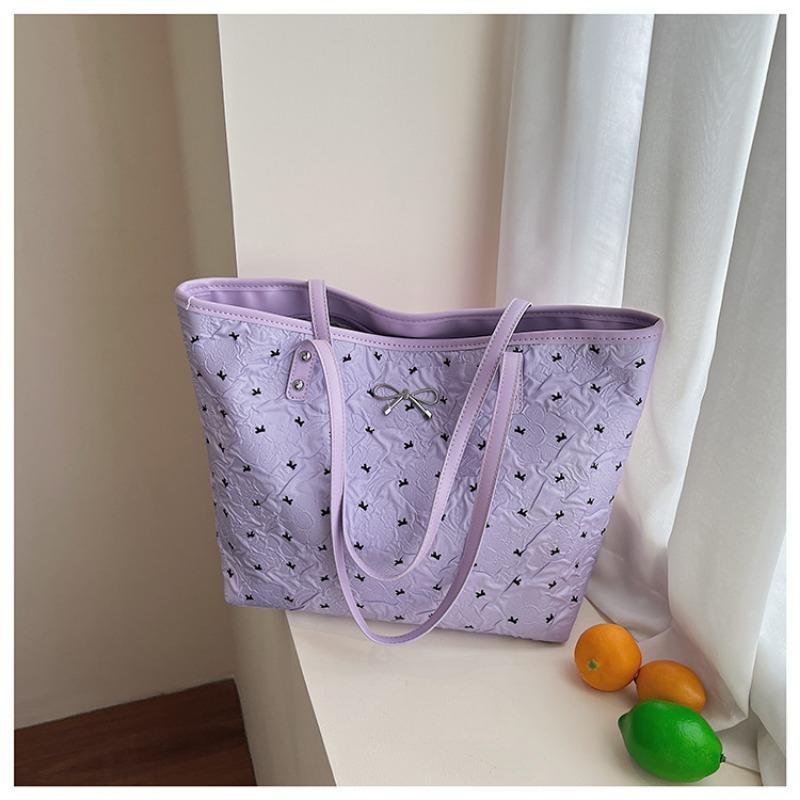 Summer large-capacity shoulder bag bow casual shoulder bag trendy student class commuting tote bag