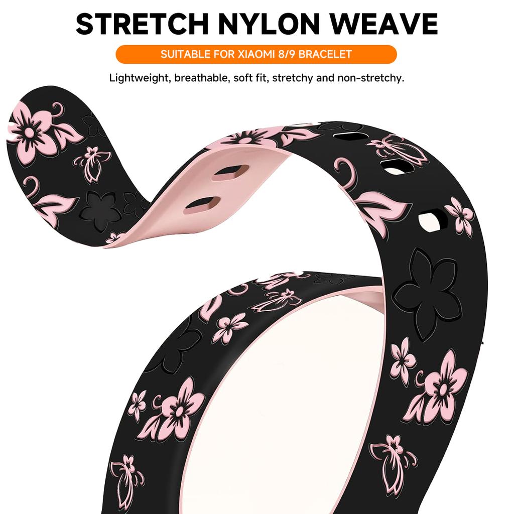 Women Silicone Flower 3D Engraved Strap for Huawei Band 10 9 8 Breathable Comfortable Bracelet Wristband for Huawei Fit4 Fit3 Fit2 Correa Accessories