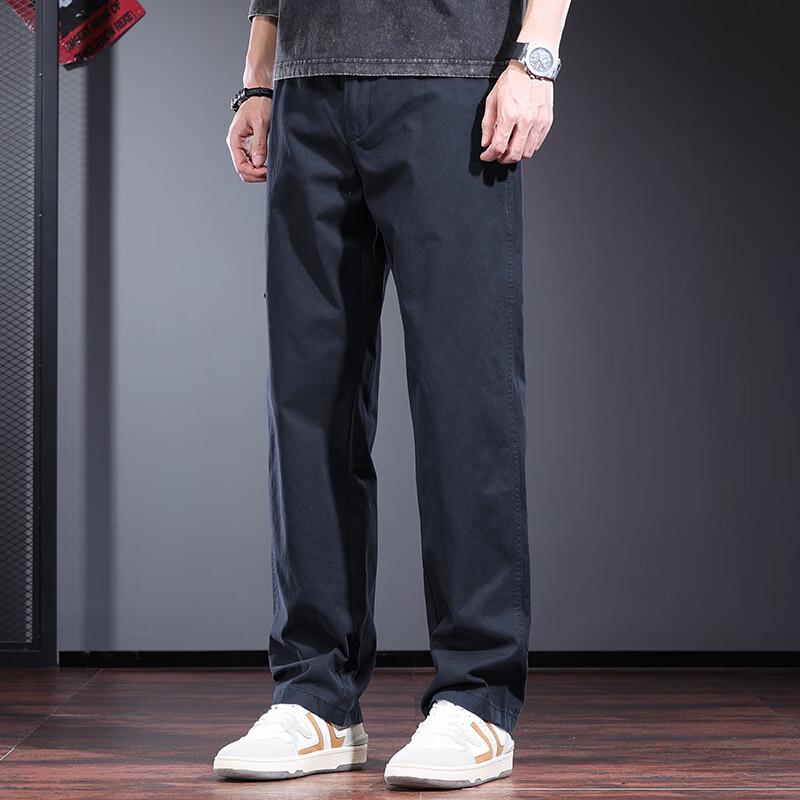 JIELEINUO Men's Relaxed Fit Straight-Leg Cotton Casual Pants
