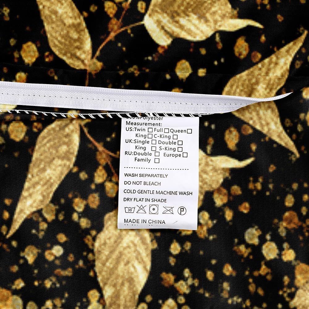 Goldenes Blatt Dreiteiliger Bettbezug 3D Digitaldruck Bettwäscheset Premium Luxus Bettdecke