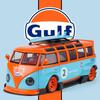 1/24 Volkswagen T1 Bus Gulf Oil Martini Low Ride Wide Body Modifiziert Legierung Metall Diecast Modellauto Sound & Licht Hobby Geschenke Junge