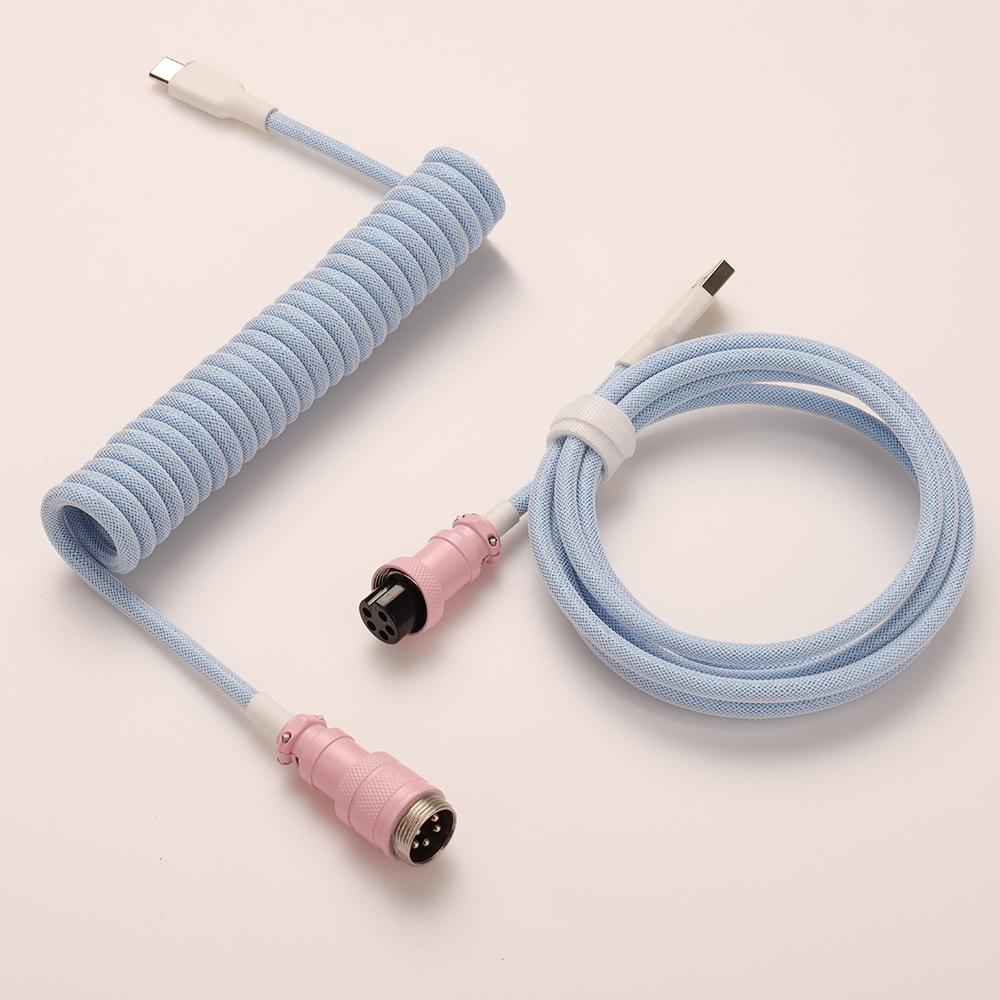 Custom Coiled Type C Gx16 Usb Cable Aviator Cable Usb C Cable Braided for Mechanical Keyboard