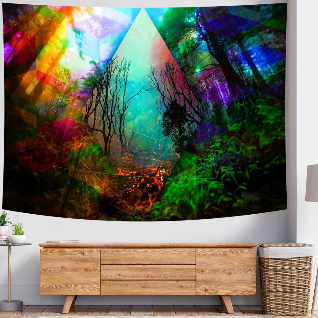 Delur Forest Tapestry Tree of Life Tropical Rainforest Tapestry Wall Hanging Colorful Nature Landscape Mystical Psychedelic Spiritual Headboard for