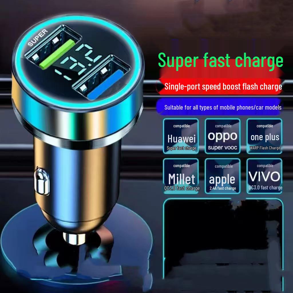 66W Dual USB Car Charger - Super Fast, Multi-Function Cigarette Lighter Adapter