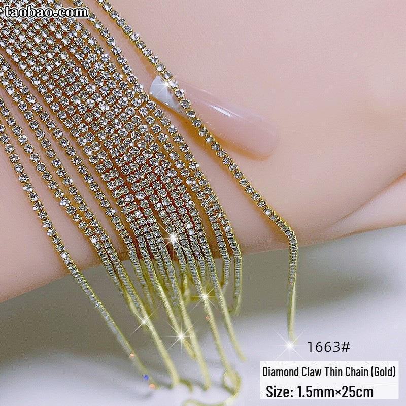 

Позолоченные 3D алмазные цепочки для ногтей: Мини-роскошные украшения для ногтей своими руками