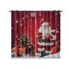 2 Stück rote Verdunkelungsvorhänge mit perforiertem Weihnachtsmann-Druck, mehrere Größen, Wohnzimmer, Schlafzimmer, Isolierung, Weihnachtsdekoration