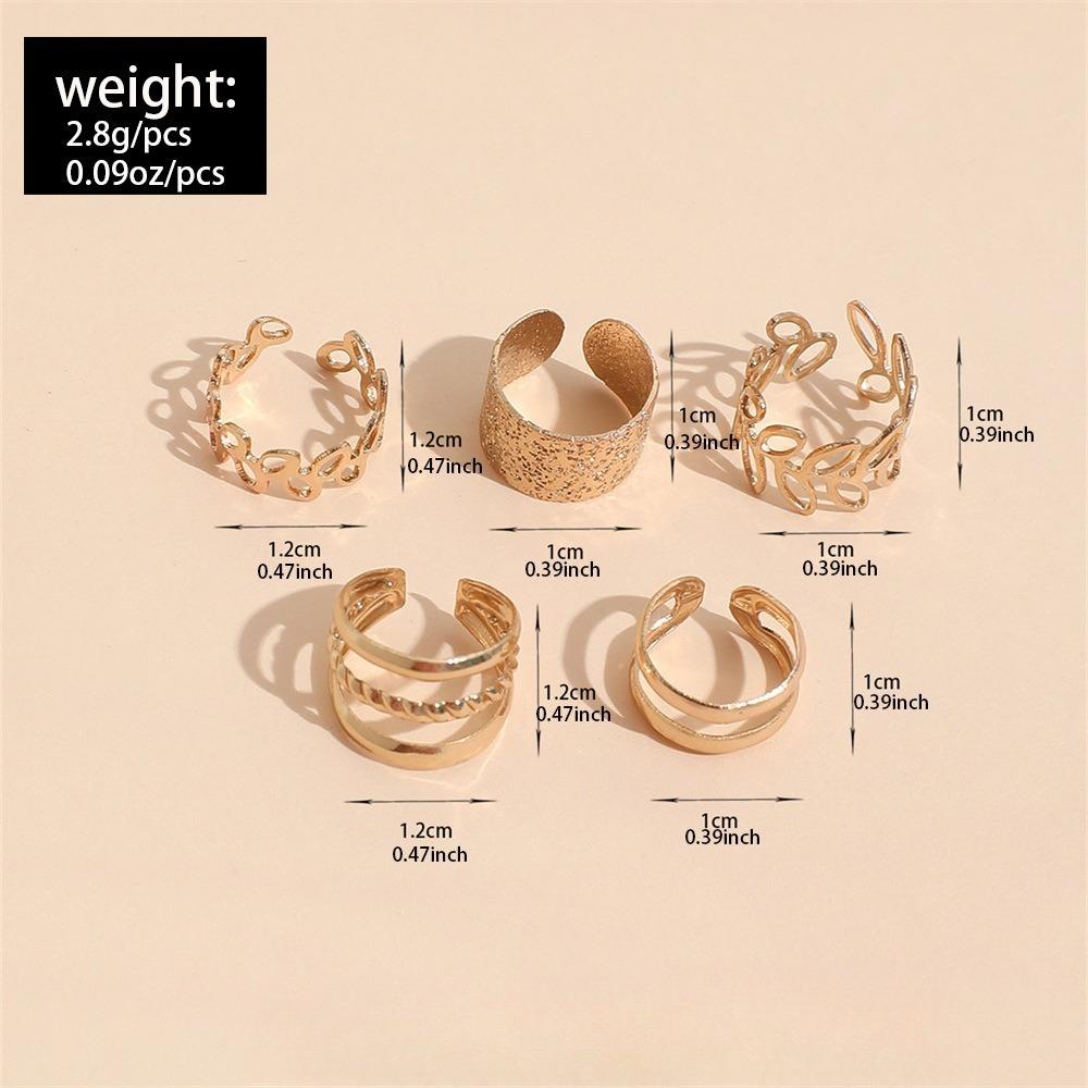 5PCS Retro Multi-element Leaf Geometric Ear Cuff Non-Piercing Ear Bone Clip Men and Women