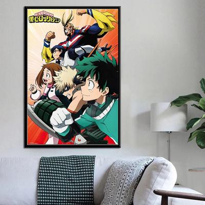 Solid Wood Frame Canvas Painting Anime Poster My Hero Academia Animation Figure Midoriya Izuku Wall Art Home Decor Decoration Kawaii Room Decor