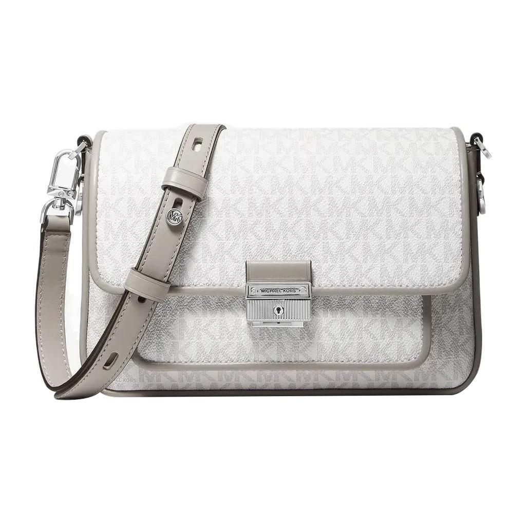 New MICHAEL KORS Artificial Leather Portable Crossbody Bag, Shoulder Bag Medium Size Women's Gray White 30S1S2BM2B-OPT-PGREY