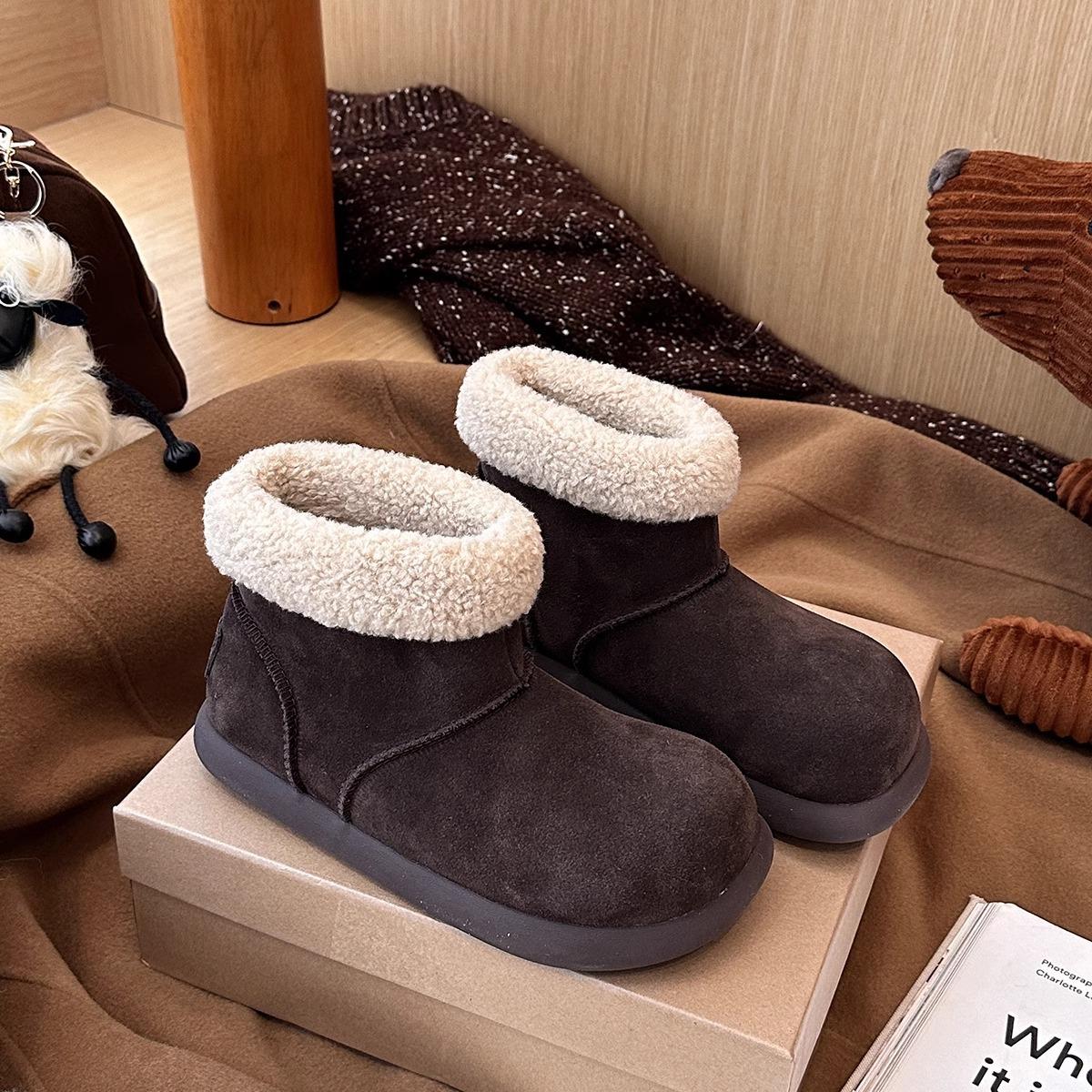 

Gu Yunshu thick-soled snow boots women s cotton shoes trend versatile matte trend warm 2024 autumn and winter new cotton shoes women 40 темно-коричневого кольору