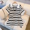 Plus-size Women's Striped V-neck Knitted Short-sleeved T-shirt for Summer Polo-style Top That Goes Well with Any Outfit