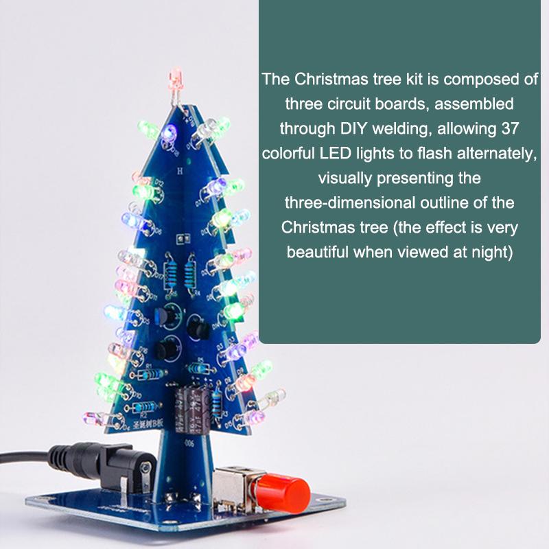 Xmas Tree DIY Kits LED Multicoloured 3D Christmas Tree Electronic DIY Kit For Soldering Practice Learning