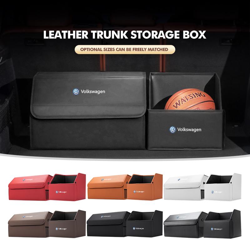 For Volkswagen VW Car Trunk Foldable Organizer Auto Leather Waterproof Storage Box Passat Golf 4 5 6 Tiguan Polo Scirocco Jetta