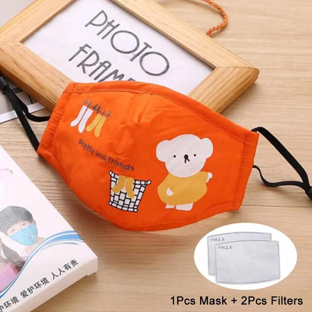 Tcare Reusable Bear Face Mask for Kids Breathable Cotton Cute Cartoon Design PM25 Anti Dust Protective