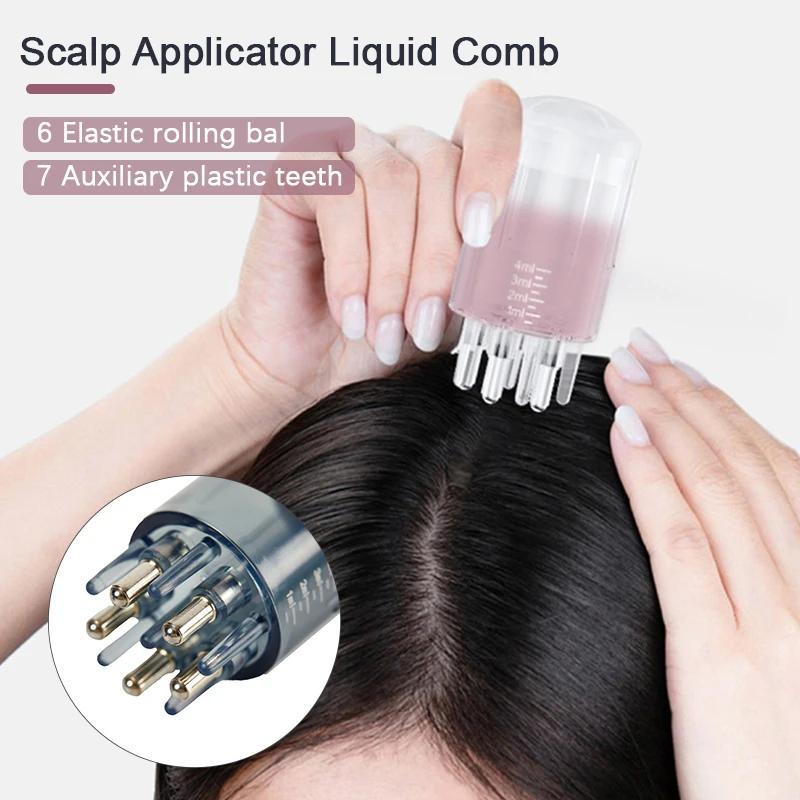 Six Needles Scalp Applicator Liquid Comb Hair Roots Medicine Comb Hair For Hair Growth Serum Oil Nourish Guiding Massager