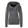 Female Spring and Autumn Unique Side Zipper Top Sports Cardigan Hooded Plus Size Sports Shirt