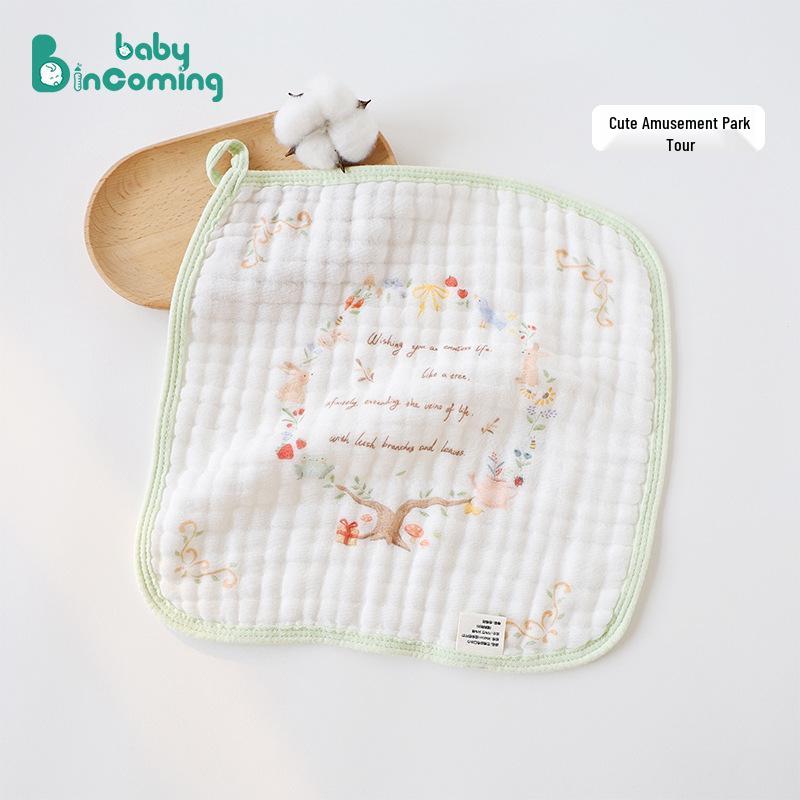 Baby A-Class Bamboo Cotton Children's Cartoon Bib & Towel Set - Soft & Absorbent