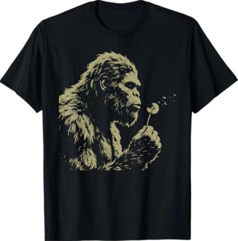 Blowing Wishes Funny Bigfoot Blowing Dandelion Vintage Art T-Shirt S