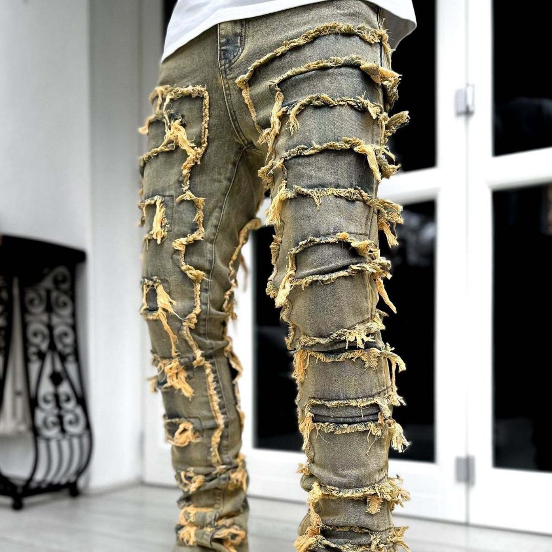 Fashion human Nieuwe denim jeans voor heren met rechte pijpen, straatmode, ins, kleurrijke denim jeans met stretchpatch en rechte pijpen L