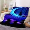 1pc Moon Cat Lightweight Flannel Blanket, Comfortable and Warm Blanket, for Office and Camping Sofa Bed, Livingroom032