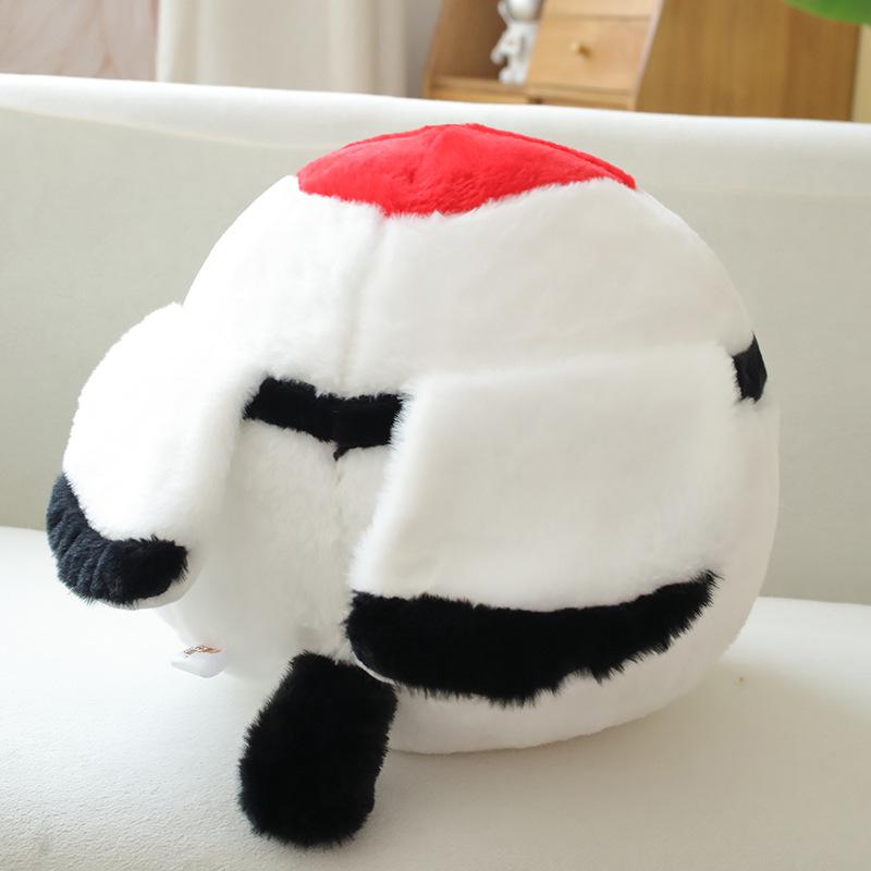 Cartoon Red-Crowned Crane Plush Toy - Spherical Bird Cloth Doll