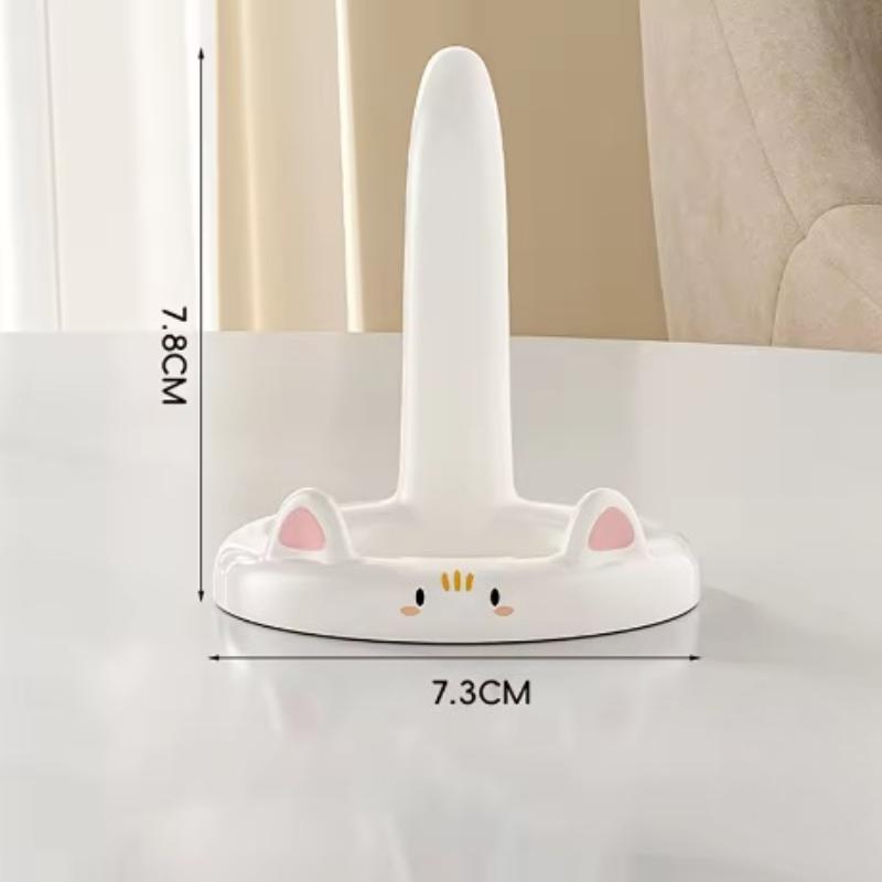 

1pc Cute Cartoon Cat Mobile Phone Holder Creative Mini Desktop Stand Decorative Ornament білий