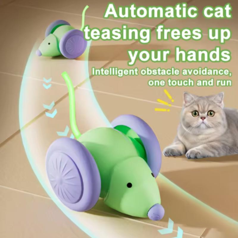 Interactive Electric Mouse Car Toy for Cats Rechargeable Automatic Teaser with Intelligent Obstacle Avoidance Pet Product