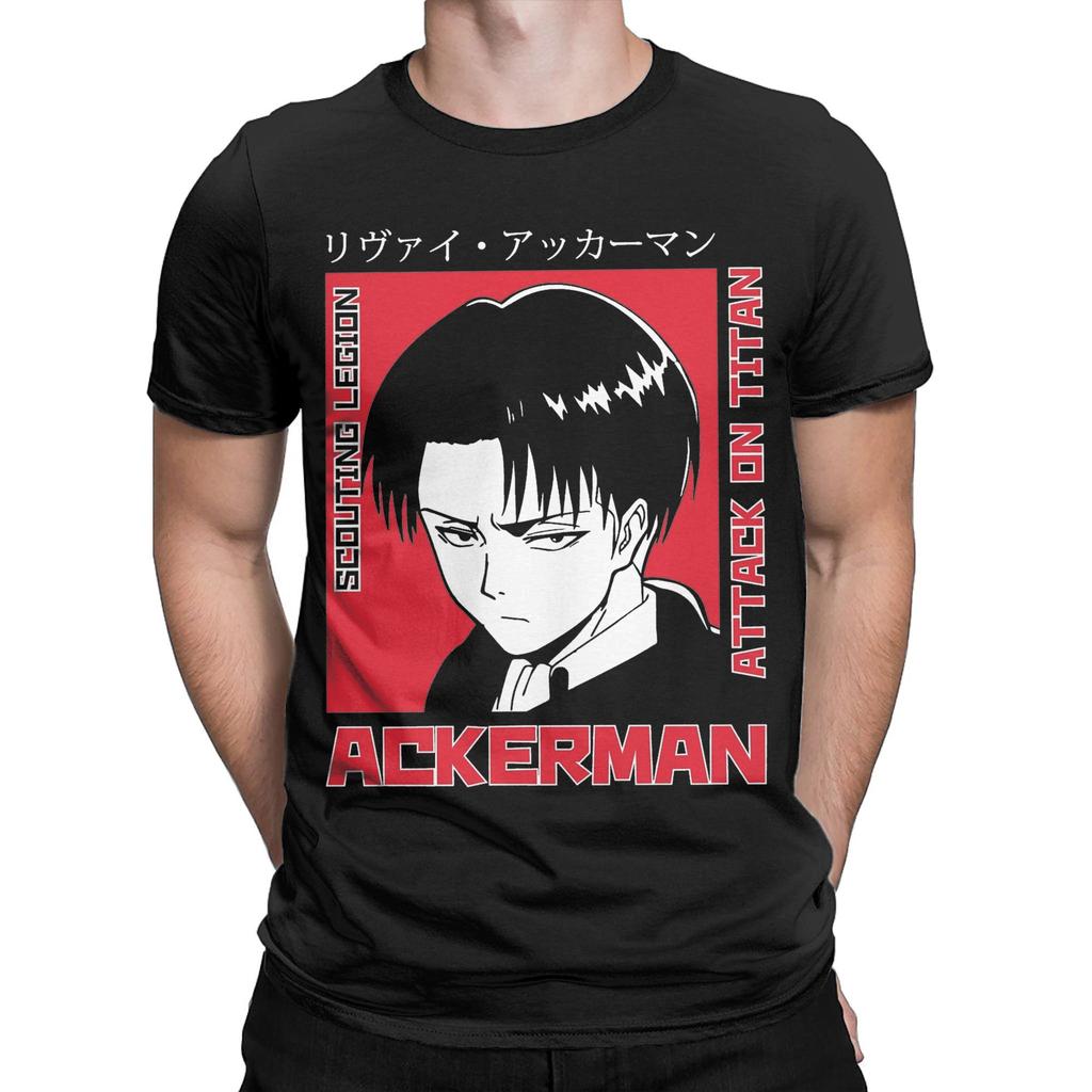 Casual AOT Anime Levied Ackerman T-Shirts Men O Neck Cotton T Shirts  Short Sleeve Tee Shirt