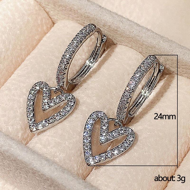 Creative Hollow Heart-Shaped Hanging Earrings, Sweet Wind Love Earrings Valentine'S Day Gift For Women Qixi Festival