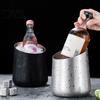 Beer Ice Bucket Stainless Steel Bucket, Heavy Duty Champagne Wine Cooler with Slanted Mouth, Thickened Multi-Use Trash Can for Bar KTV
