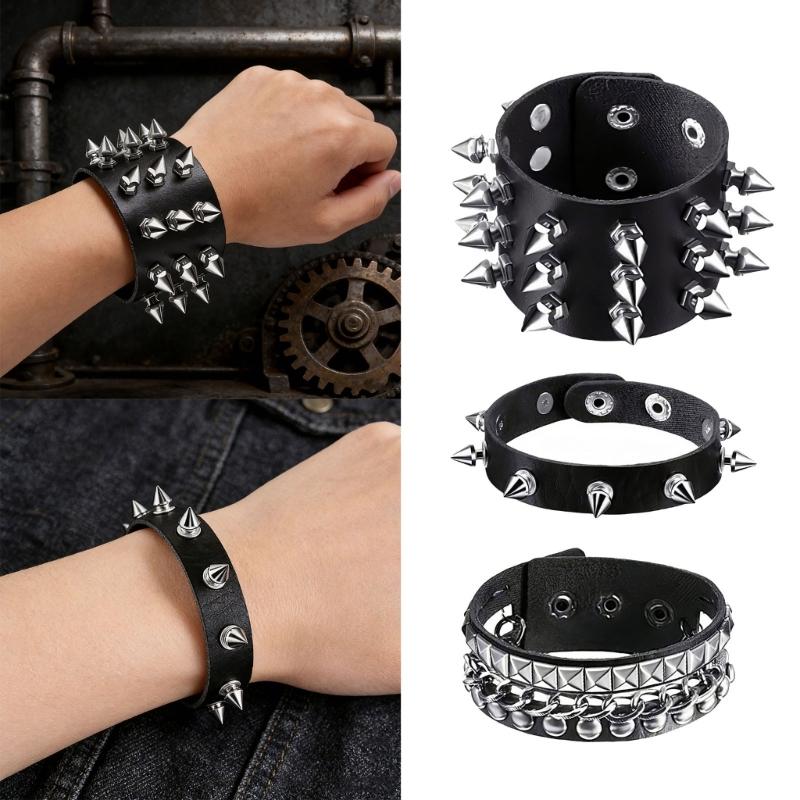 Braccialetto in Pelle Multistrato Fatto a Mano Braccialetto da Polso alla Moda Gioielli Eleganti da Festa Braccialetti alla Moda da Donna per Feste Quotidiane