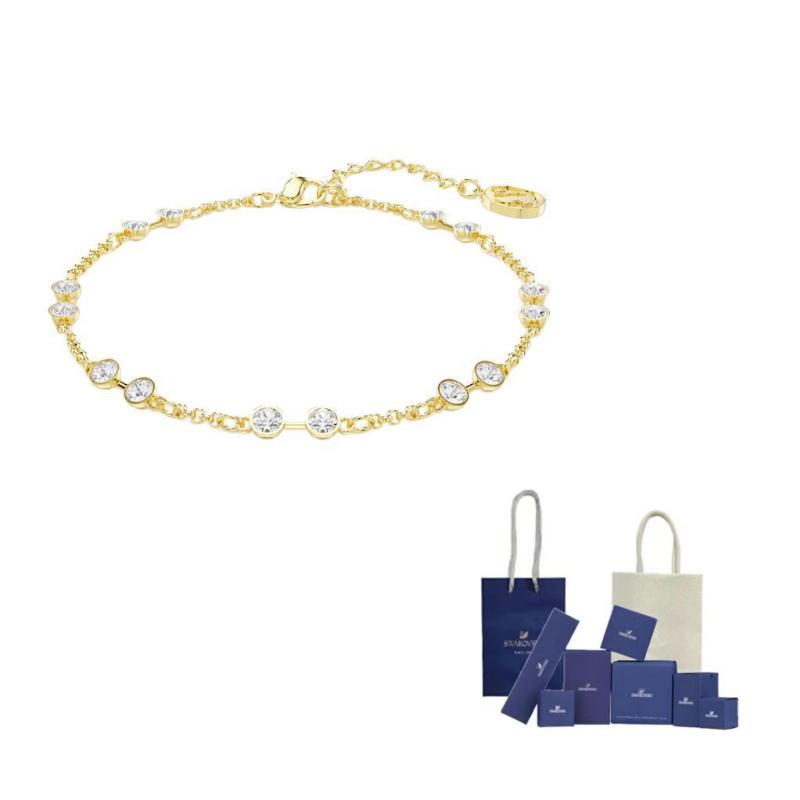 Swarovski Faux Crystal Bracelets Unisex Gold F-Original Brand Box And Bag