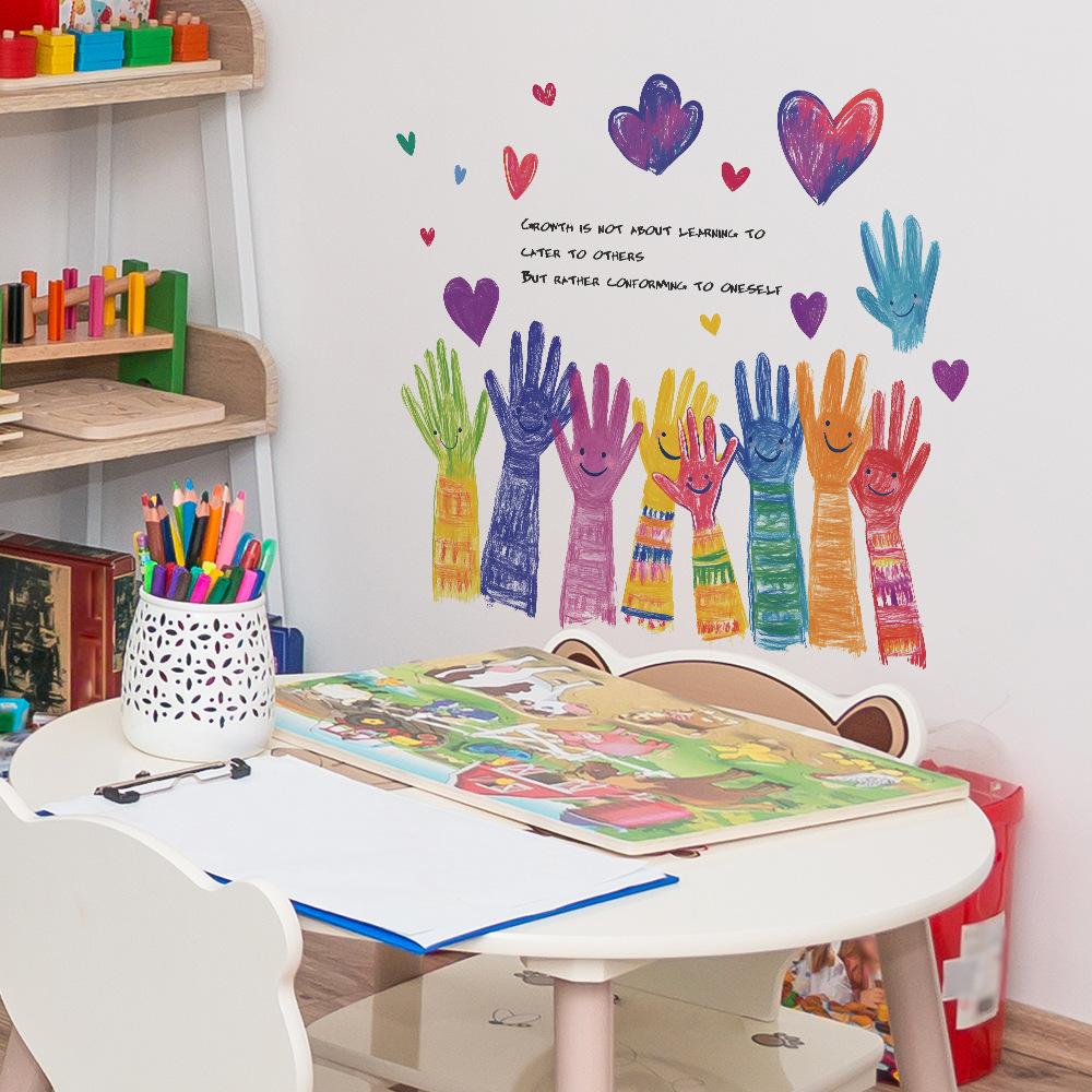 Personalized Hand-painted Palm Heart-shaped Cloud Bedroom Iving Room Commercial Space Beautification and Decoration Wall Stickers