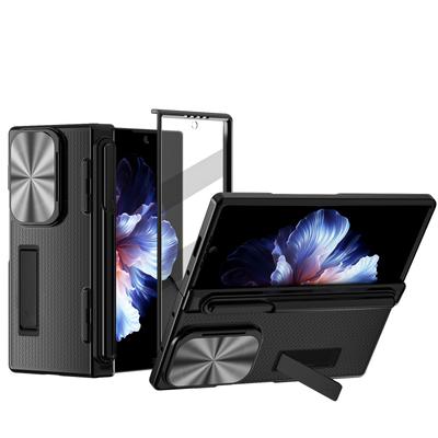 With Touch Pen Hinge Case for Samsung Galaxy Z Fold 6 5 4 3 Armor Stand Full Lens Protection Tempered Film Folding Cover