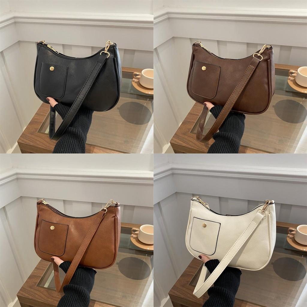 Texture Minimalist Niche Single Shoulder Underarm Bag Crossbody With Closure Zip