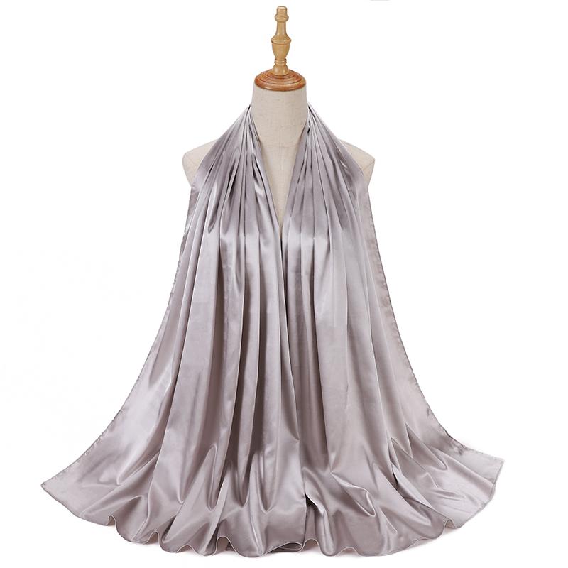 Muslim Silk Satin Scarf Women Luxury Design Shawl Satin Hijab Muslim Lady Smooth Shawl Silk Scarves Tudung