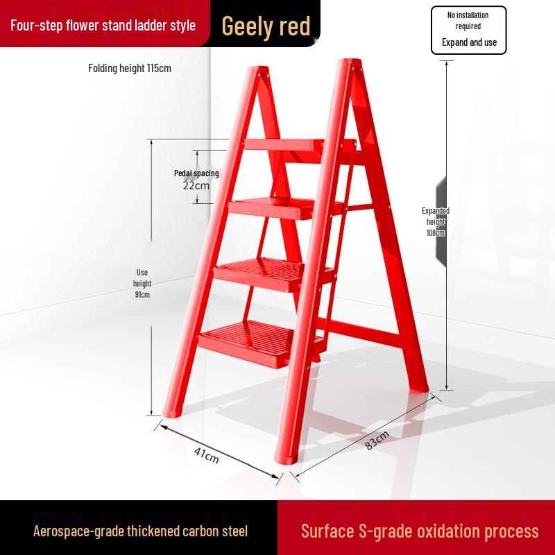 Compact Folding Multi-Functional Telescopic 4-Step A-Frame Ladder