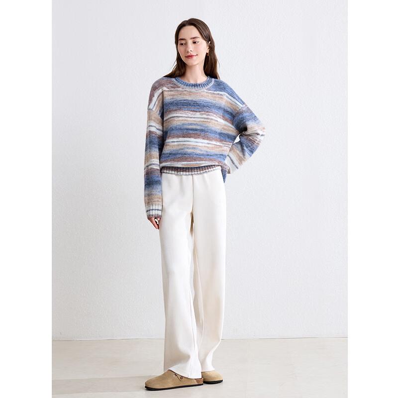 BETU Women's Autumn Tie-Dye Stripe Loose Knit Sweater