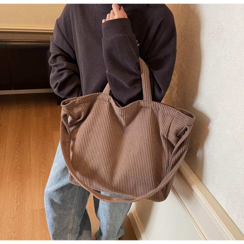

Corduroy Bag Women s Fashionable Large-capacity Handbag All-matching Class Single-shoulder Cross-slung Tote 50x13x35 хакі