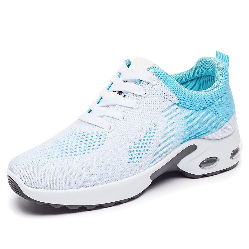 Women's  Gradient Knit Running Shoes Air Cushion Lace-up Breathable Sports Sneakers