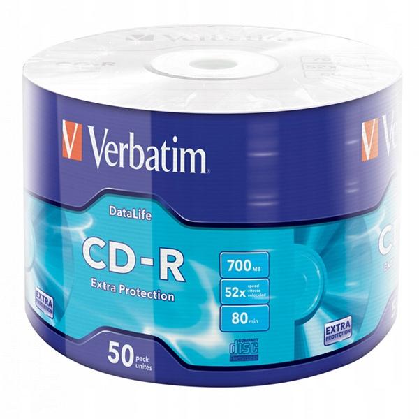 Płyty CD-R Verbatim 700MB Extra Protection Printable Wrap (50 Spindel)