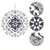 Blue White Porcelain Metal Wind Chime with Intricate Floral Design for Garden Lawn Indoor Outdoor Decor All Seasons Hanging Ornament