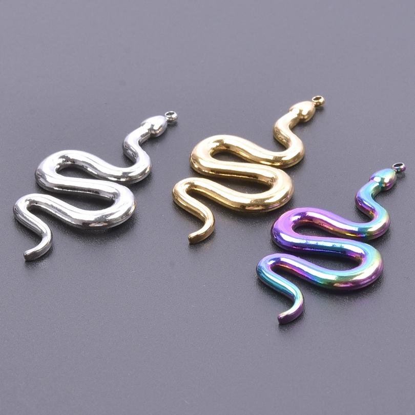 Different Style 3pcs Serpent Charm Stainless Steel Pendant Snake Pendant Charms For Jewelry Making Supplies Animal Punk Material