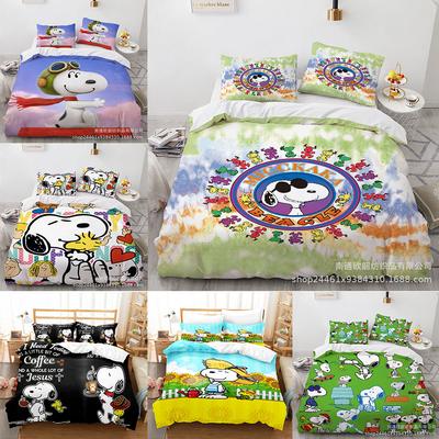 Cartoon Snoopy Bedding Sets Comforter Quilt Bed Cover Duvet Cover Pillow Case 2-3 Pieces Sets Kids Adult Size Home Supplies